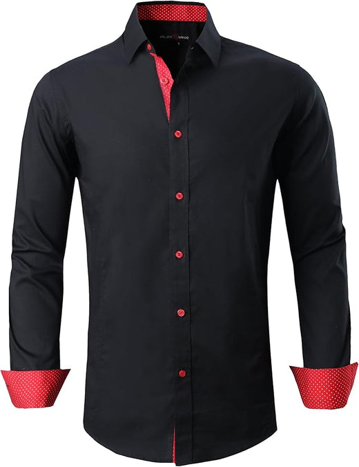 Mens Dress Shirts Regular Fit Long Sleeve Stretch right for Business Dress as well