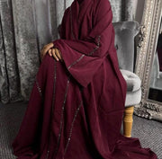 Elegant umbrella-style abaya embellished with matching hijab