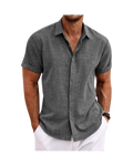 Men's Linen Shirts Short Sleeve Casual Shirts Button Down Shirt