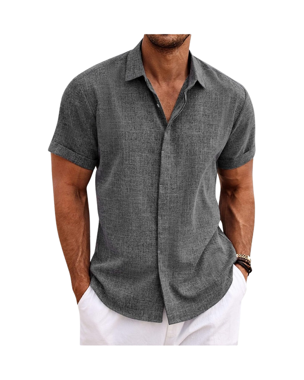 Men's Linen Shirts Short Sleeve Casual Shirts Button Down Shirt