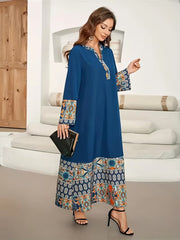 Bohemian Print Kaftan Abaya - Luxe Patterned Jalabiya