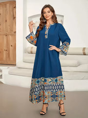 Bohemian Print Kaftan Abaya - Luxe Patterned Jalabiya