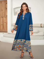 Bohemian Print Kaftan Abaya - Luxe Patterned Jalabiya