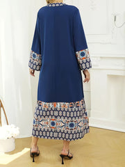 Bohemian Print Kaftan Abaya - Luxe Patterned Jalabiya