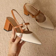 Ladies' Open-toe Half-slipper with High Heels for Outdoor Wear
