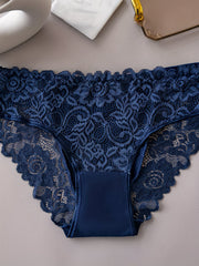 3-Pack Scalloped Lace Trim Sexy Floral Lace Panties Lace Patchwork