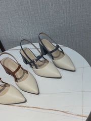 Ladies' Open-toe Half-slipper with High Heels for Outdoor Wear
