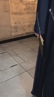 Elegant umbrella-style abaya embellished with matching hijab