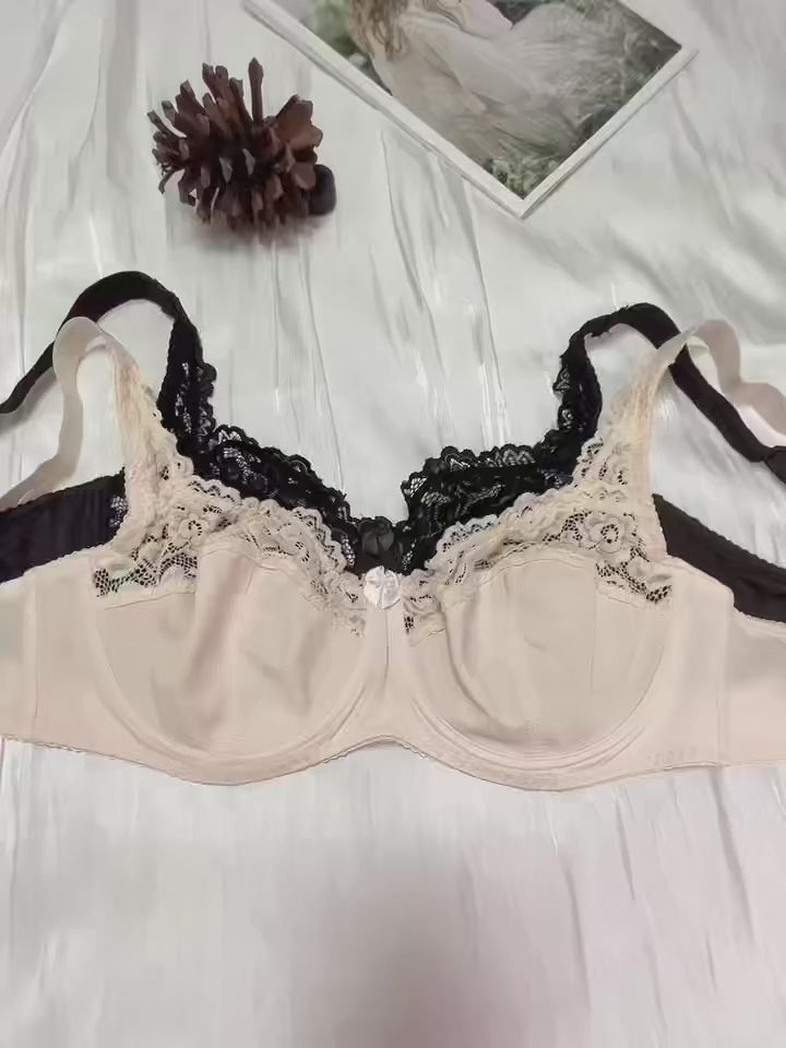 Women'S Plus Size Lace Thin Bottom Underwire Shaping Bras
