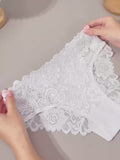 3-Pack Scalloped Lace Trim Sexy Floral Lace Panties Lace Patchwork